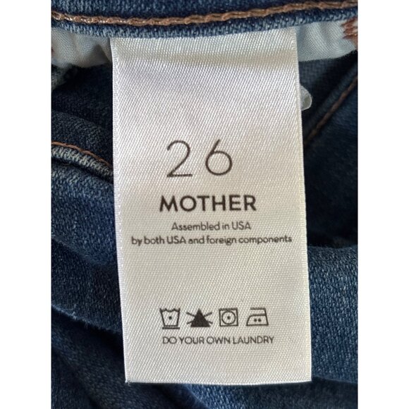 Mother Jeans Size 26 The Snap Hustler Flare Ankle Piping Accent Stretch Med Blue - Picture 11 of 12